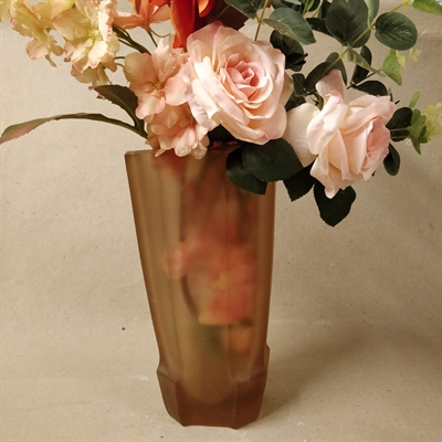 brun sandblæst glas vase gammel blomstervase genbrug
